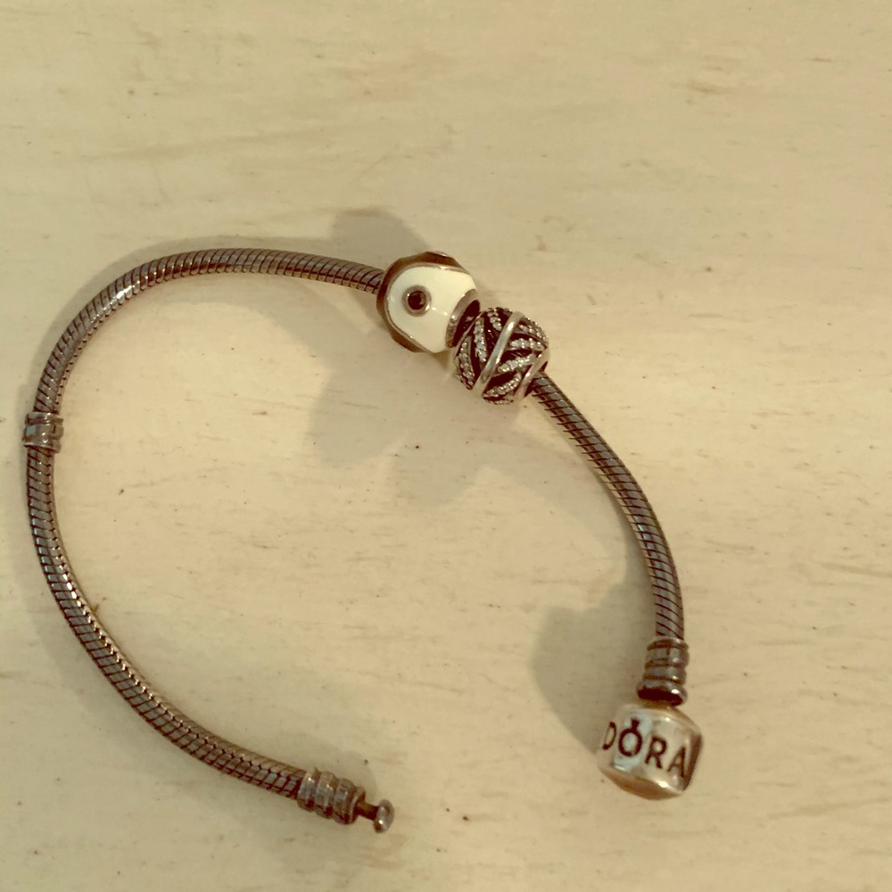 Pandora Black Sterling bracelet with 2 charms